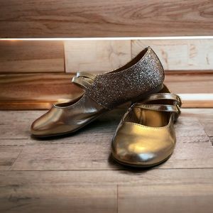 American Eagle Girls Metallic Gold Glitter Flats